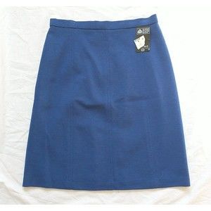 VTG C&A Pencil Skirt EU44 US8 Royal Blue Pure New Wool Zip Career Office New